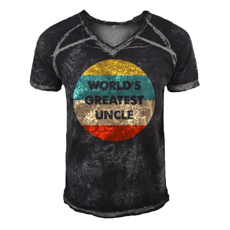 Worlds Greatest Uncle Family Member Men's Short Sleeve V-neck 3D Print Retro Tshirt