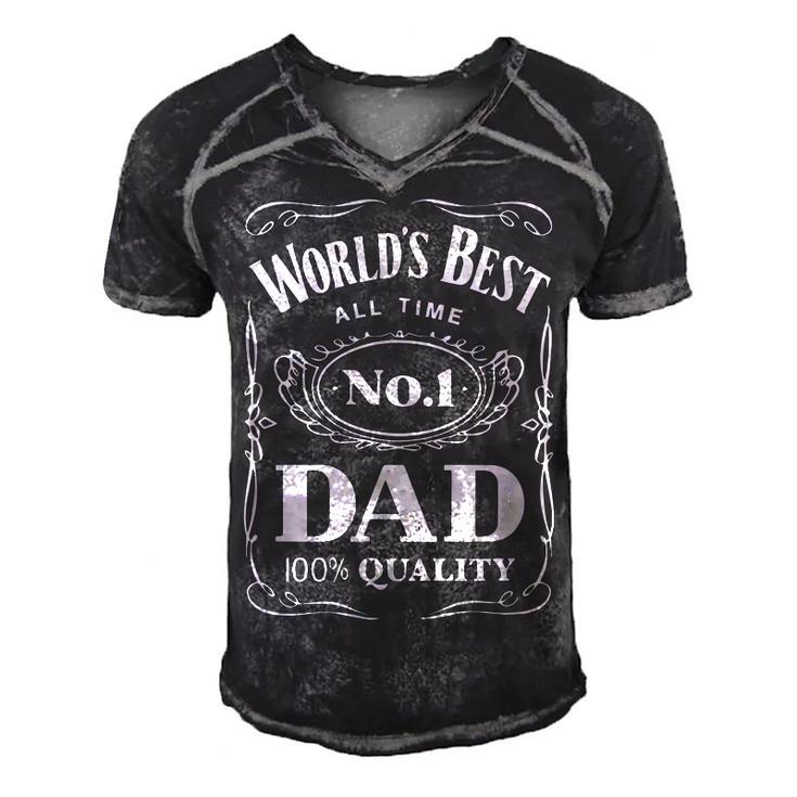World´S Best No 1 Dad – Daddy – Father - Gift  Men's Short Sleeve V-neck 3D Print Retro Tshirt