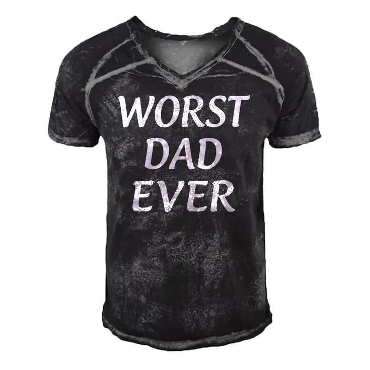 Worst Dad Ever -  Fathers Day Men's Short Sleeve V-neck 3D Print Retro Tshirt
