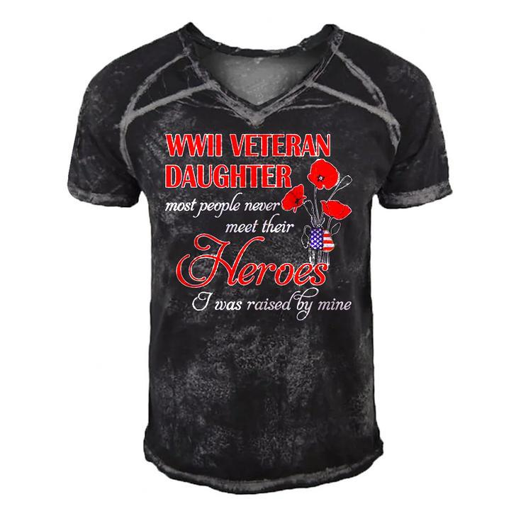 Wwii Veteran Daughter Heroes Raised By Mine Men's Short Sleeve V-neck 3D Print Retro Tshirt