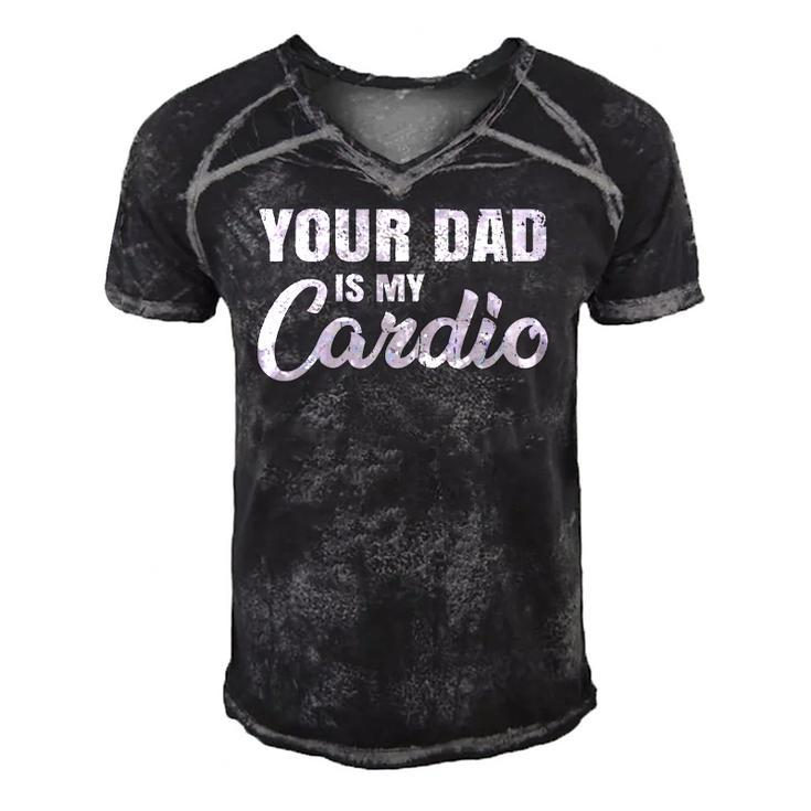 Your Dad Is My Cardio For Mother Men's Short Sleeve V-neck 3D Print Retro Tshirt