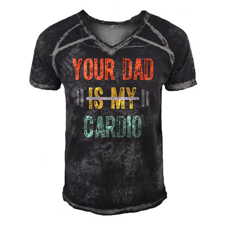 Your Dad Is My Cardio Mens Funny Father Day  Men's Short Sleeve V-neck 3D Print Retro Tshirt