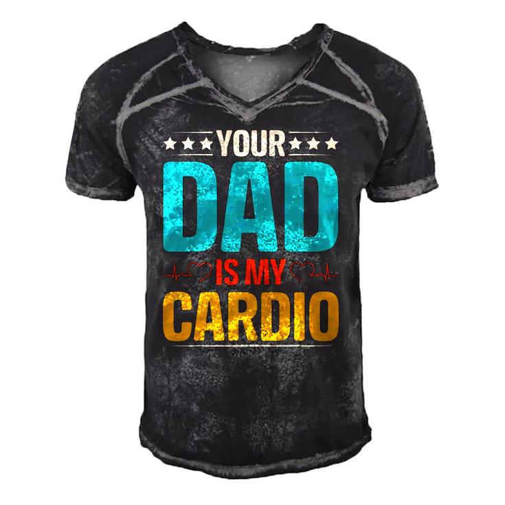 Your Dad Is My Cardio Romantic Mothers Day For Her Funny Men's Short Sleeve V-neck 3D Print Retro Tshirt