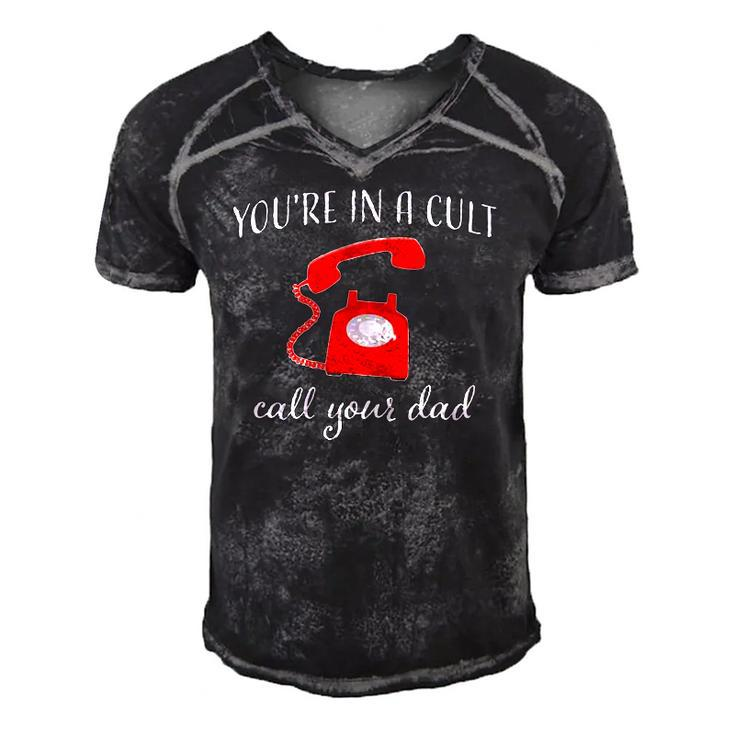 Youre In A Cult Call Your Dad Ssdgm Phone Men's Short Sleeve V-neck 3D Print Retro Tshirt