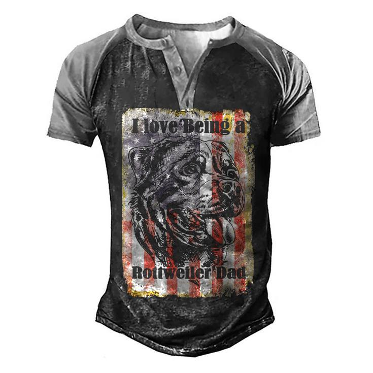 Mens American Flag Usa Patriotic Rottweiler Dad 4Th July Gift  Men's Henley Shirt Raglan Sleeve 3D Print T-shirt