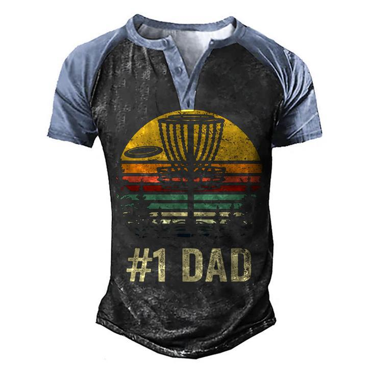 1 Dad Disc Golf Gift Number One Father Frisbee Golfing Disk  Men's Henley Shirt Raglan Sleeve 3D Print T-shirt