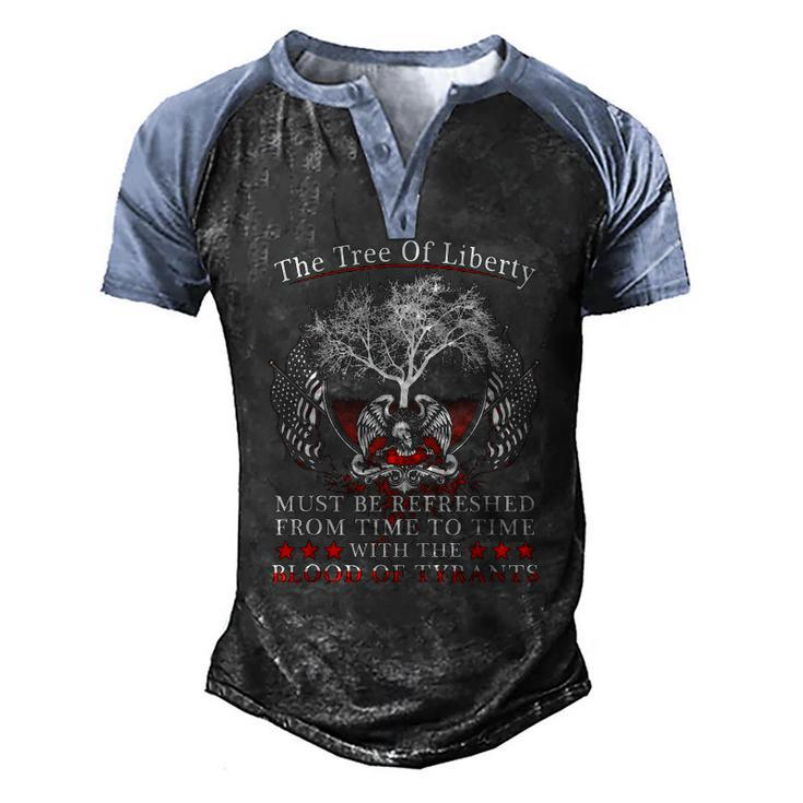 2Nd Amendment Gun Rights Tree Of Liberty Blood Of Tyrants Men's Henley Raglan T-Shirt