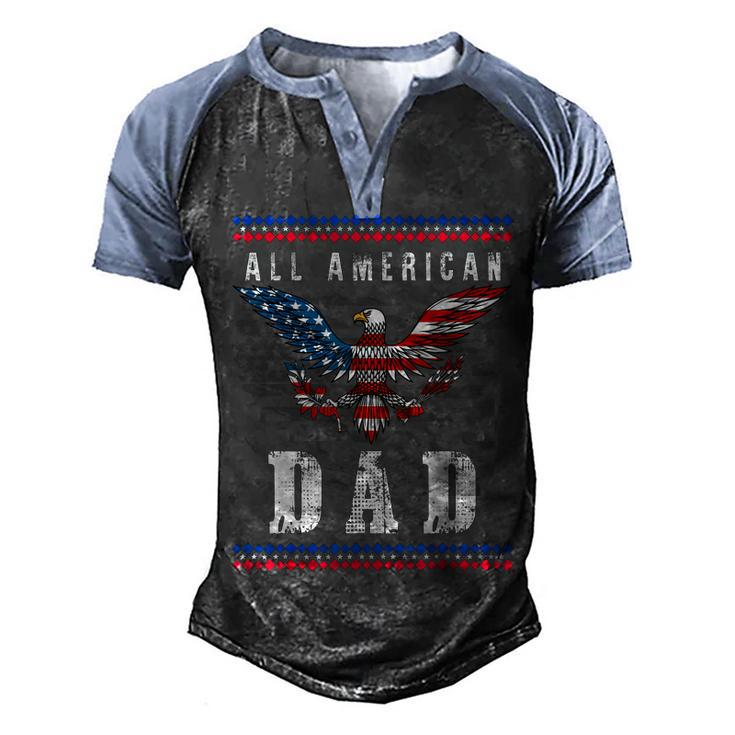 4Th Of July American Flag Dad  Men's Henley Shirt Raglan Sleeve 3D Print T-shirt