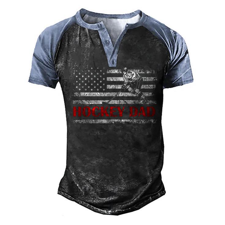 4Th Of July Us Flag Hockey Dad Gift For Fathers Day  Men's Henley Shirt Raglan Sleeve 3D Print T-shirt