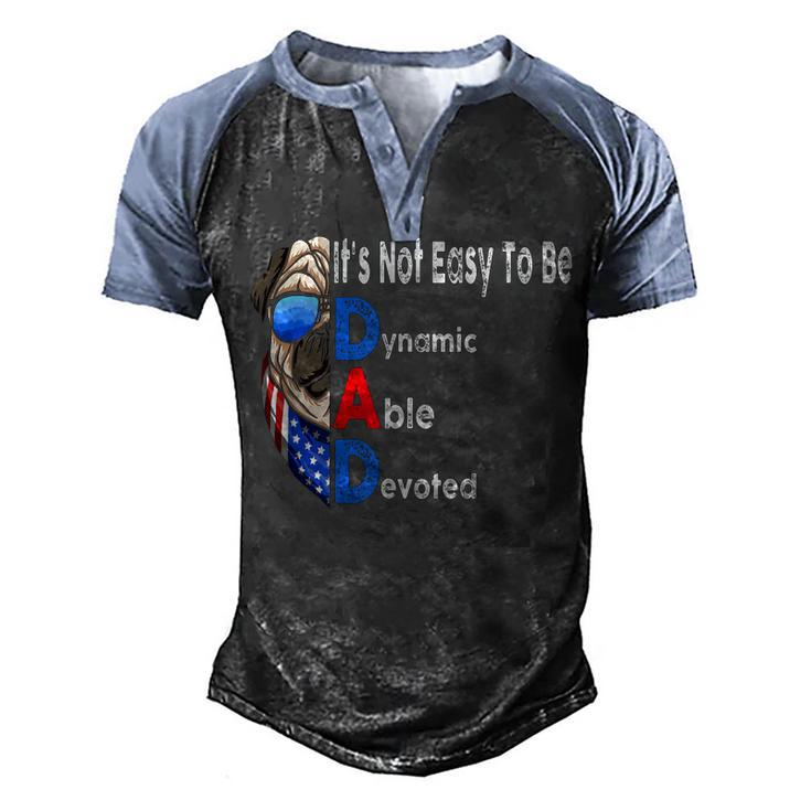 4Th Of July Usa American Flag Pug Patriotic Dad  Gift Men's Henley Shirt Raglan Sleeve 3D Print T-shirt
