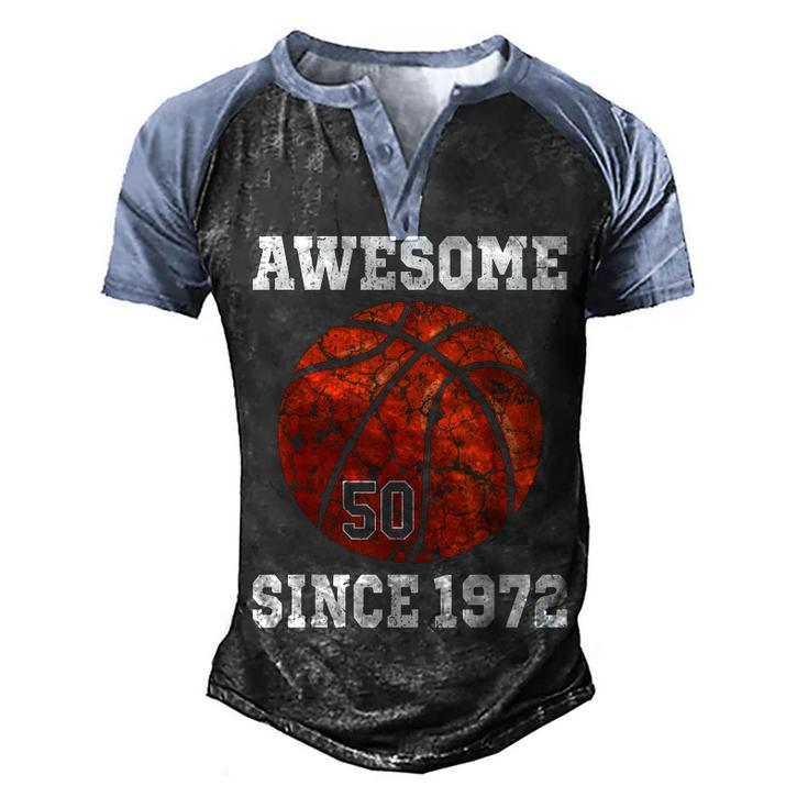 50Th Birthday Basketball Player 50 Years Old Vintage Retro  Men's Henley Shirt Raglan Sleeve 3D Print T-shirt