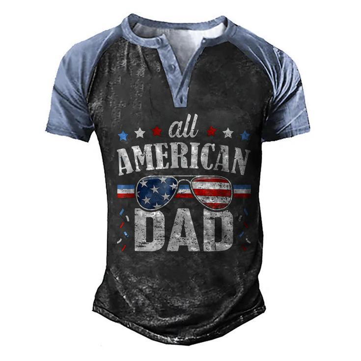 All American Dad 4Th Of July  Fathers Day  2022 Men's Henley Shirt Raglan Sleeve 3D Print T-shirt