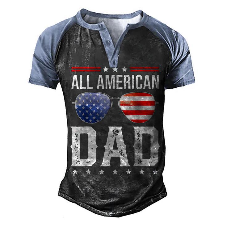 All American Dad 4Th Of July Us Patriotic Pride  V2 Men's Henley Shirt Raglan Sleeve 3D Print T-shirt