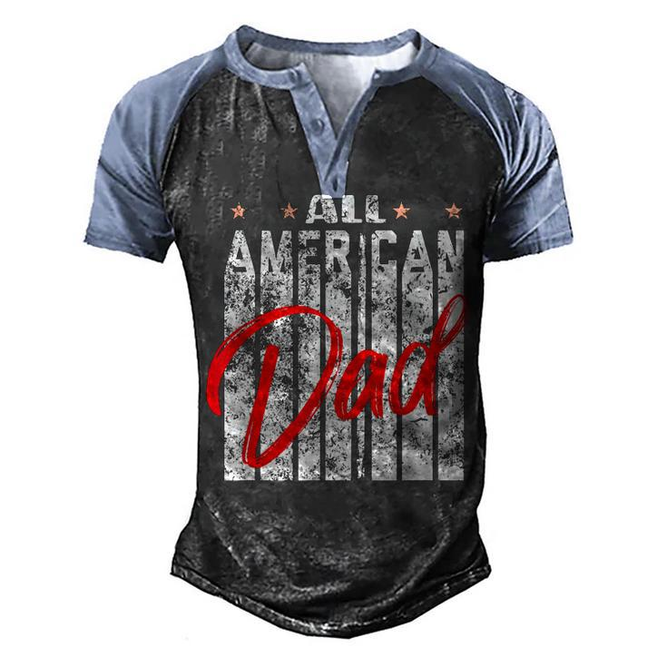 All American Dad Retro 4Th Of July Cool & Funny Melanin Art  Men's Henley Shirt Raglan Sleeve 3D Print T-shirt