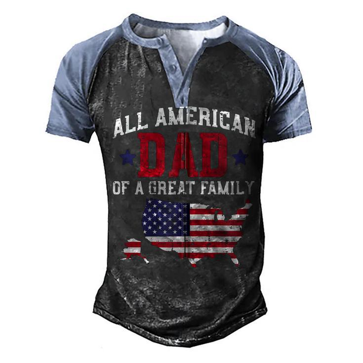 All American Dad Usa Flag 4Th Of July Fourth Patriot Men Zip  Men's Henley Shirt Raglan Sleeve 3D Print T-shirt