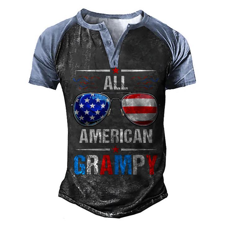 All American Flag Grampy July 4Th Sunglasses Usa Patriotic  Men's Henley Shirt Raglan Sleeve 3D Print T-shirt