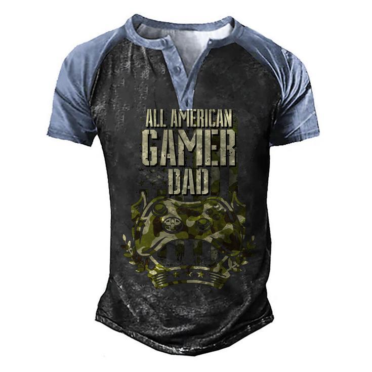 All American Gamer Dad 4Th Of July Independence Day Gaming   Men's Henley Shirt Raglan Sleeve 3D Print T-shirt