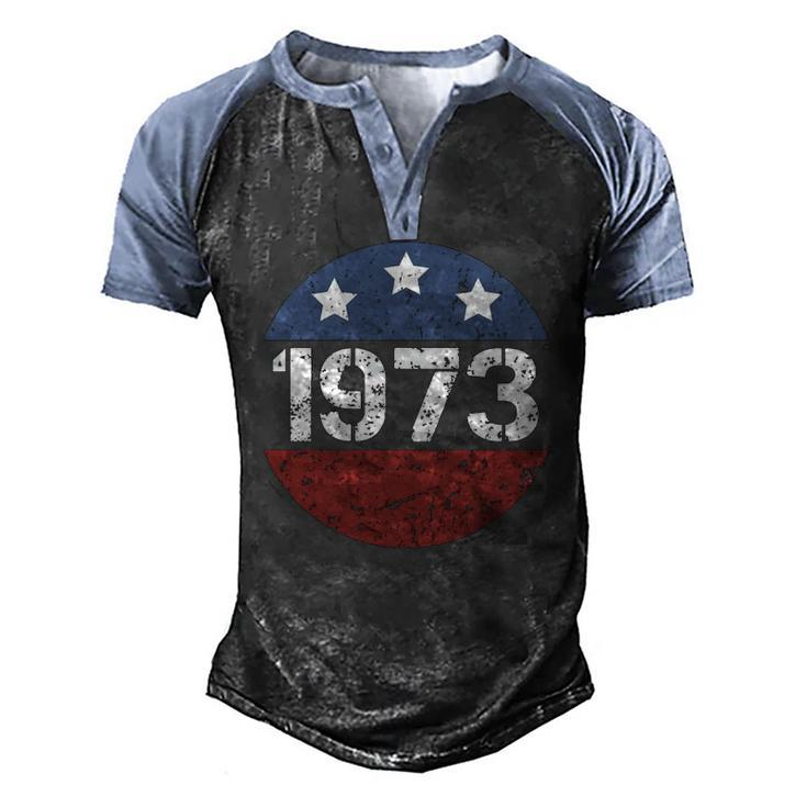 American Flag 1973 Protect Roe V Wade Feminism Pro Choice Men's Henley Raglan T-Shirt