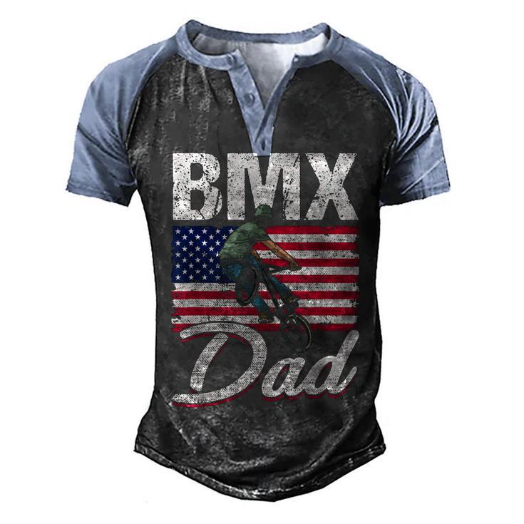 American Flag Bmx Dad Fathers Day  Funny 4Th Of July  Men's Henley Shirt Raglan Sleeve 3D Print T-shirt