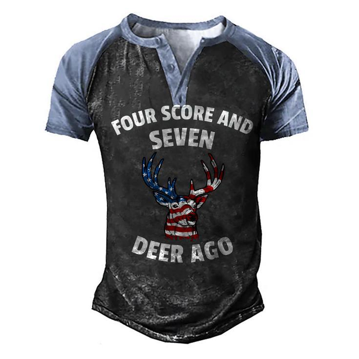 American Flag Deer 4Th Of July - Seven Deer Ago  Men's Henley Shirt Raglan Sleeve 3D Print T-shirt