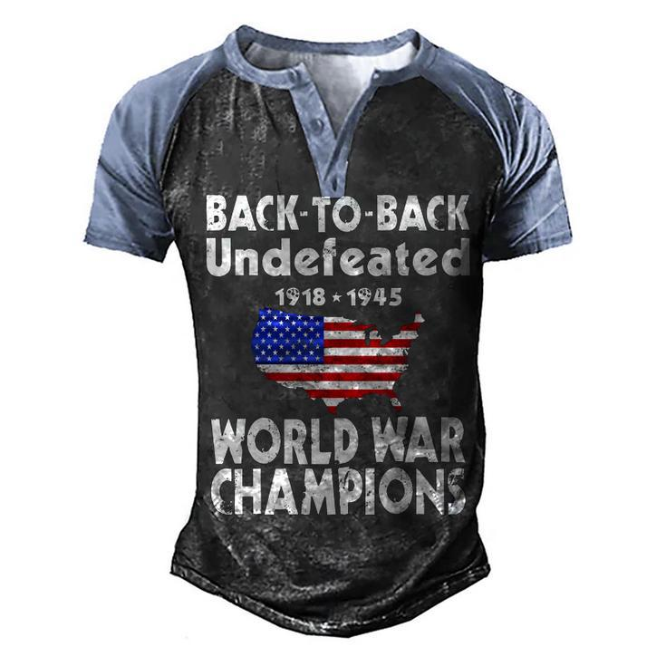 Back To Back Undefeated World War Champs   Men's Henley Shirt Raglan Sleeve 3D Print T-shirt