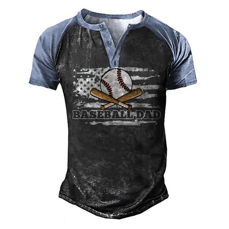 Baseball Dad American Flag 4Th Of July Baseball Player  Men's Henley Shirt Raglan Sleeve 3D Print T-shirt