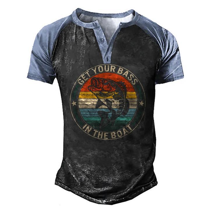 Get Your Bass On The Boat Fishing For Men Fisherman Men's Henley Raglan T-Shirt