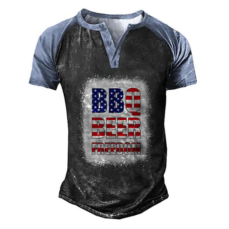Bbq Beer Freedom America Usa Party 4Th Of July Summer  Men's Henley Shirt Raglan Sleeve 3D Print T-shirt