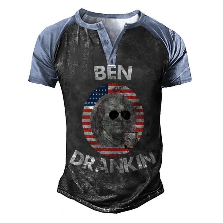 Ben Drankin  4Th Of July Gift Beer Party  Men's Henley Shirt Raglan Sleeve 3D Print T-shirt
