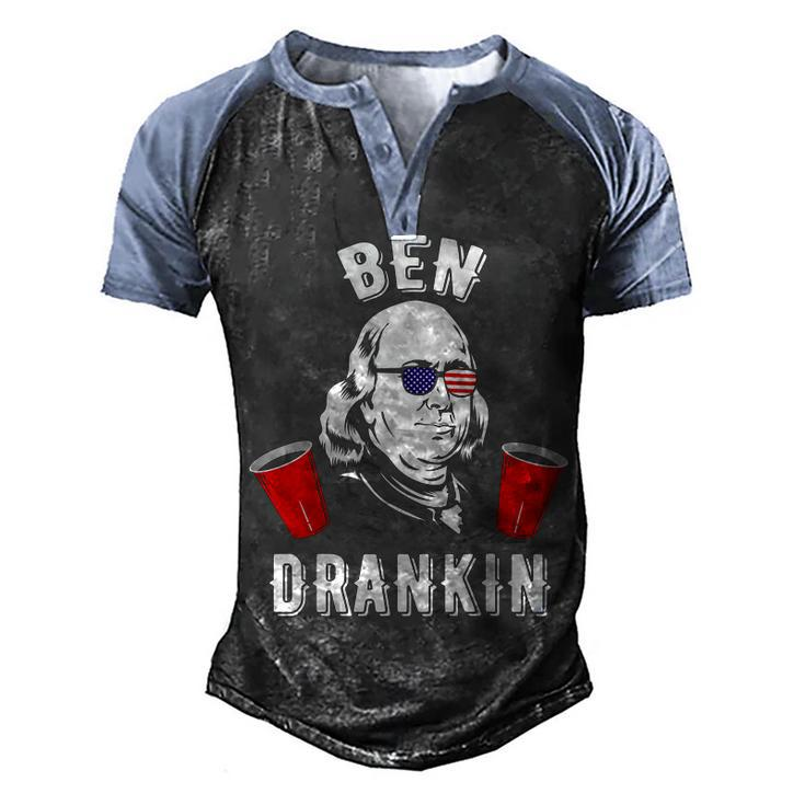 Ben Drankin Benjamin  Sunglasses 4Th Of July  Men's Henley Shirt Raglan Sleeve 3D Print T-shirt