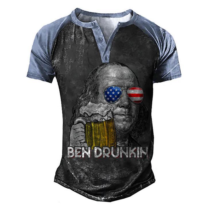 Ben Drankin Drunking Funny 4Th Of July Beer Men Woman  Men's Henley Shirt Raglan Sleeve 3D Print T-shirt