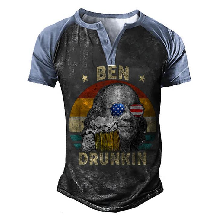Ben Drankin Drunking Funny 4Th Of July Beer Men Woman  V2 Men's Henley Shirt Raglan Sleeve 3D Print T-shirt