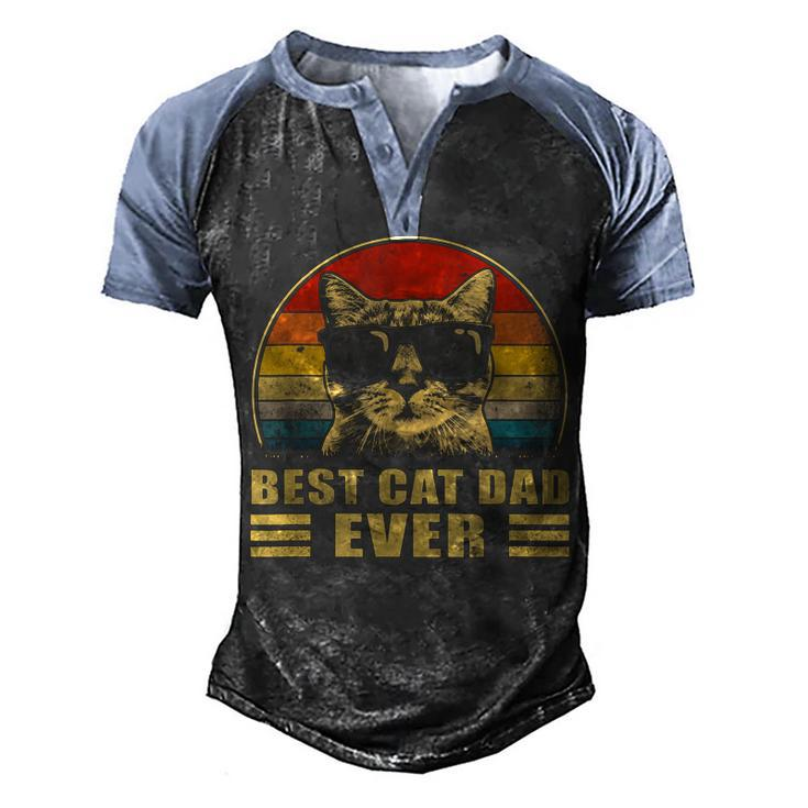 Best Cat Dad Ever Bump Fit Fathers Day Daddy For Men Men's Henley Raglan T-Shirt