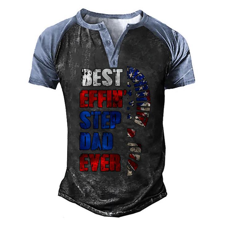 Best Effin’ Step Dad 4Th Of July Ever Shoes Trace Flag  Men's Henley Shirt Raglan Sleeve 3D Print T-shirt