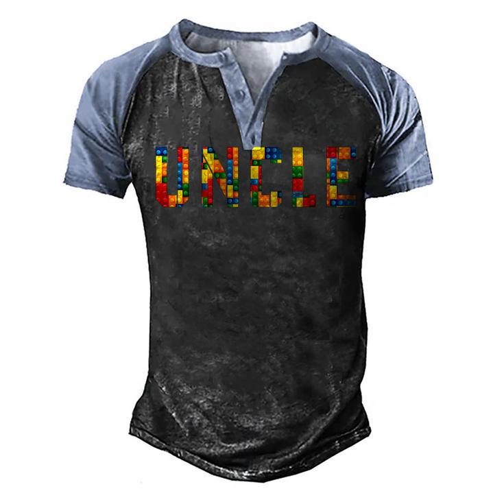 Birthday Brick Builder Funny Blocks Master Builder Uncle  Men's Henley Shirt Raglan Sleeve 3D Print T-shirt