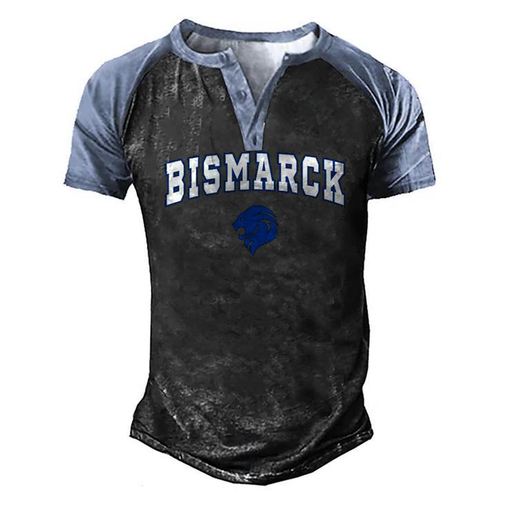 Bismarck High School Lions C2 College Sports Men's Henley Raglan T-Shirt