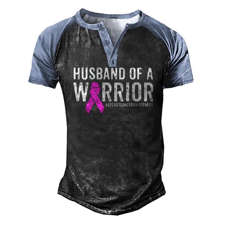 Breast Cancer Husband Awareness Husband Of A Warrior Men's Henley Raglan T-Shirt
