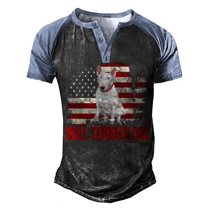 Bull Terrier Dad American Flag 4Th Of July Dog Lovers  Men's Henley Shirt Raglan Sleeve 3D Print T-shirt