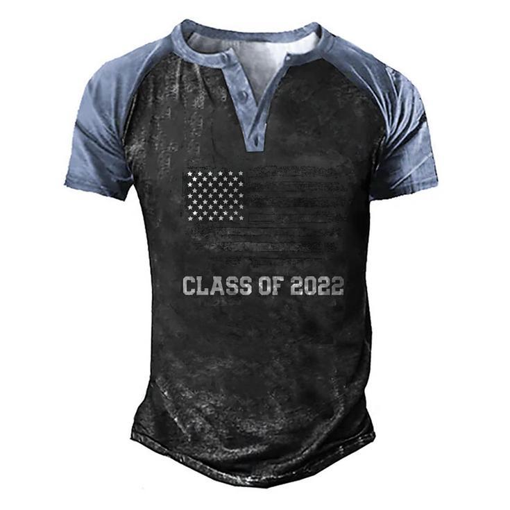 Class Of 2022 Graduation Senior College American Flag Men's Henley Raglan T-Shirt