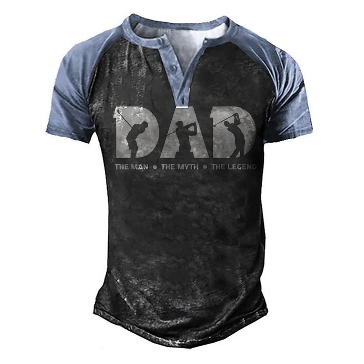 Mens Dad For Men The Man The Myth The Legend Golfer Men's Henley Raglan T-Shirt