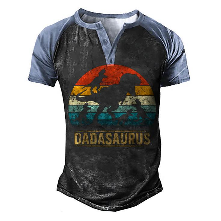 Dada Dinosaur T Rex Dadasaurus 4 Kids Fathers Day  Men's Henley Shirt Raglan Sleeve 3D Print T-shirt