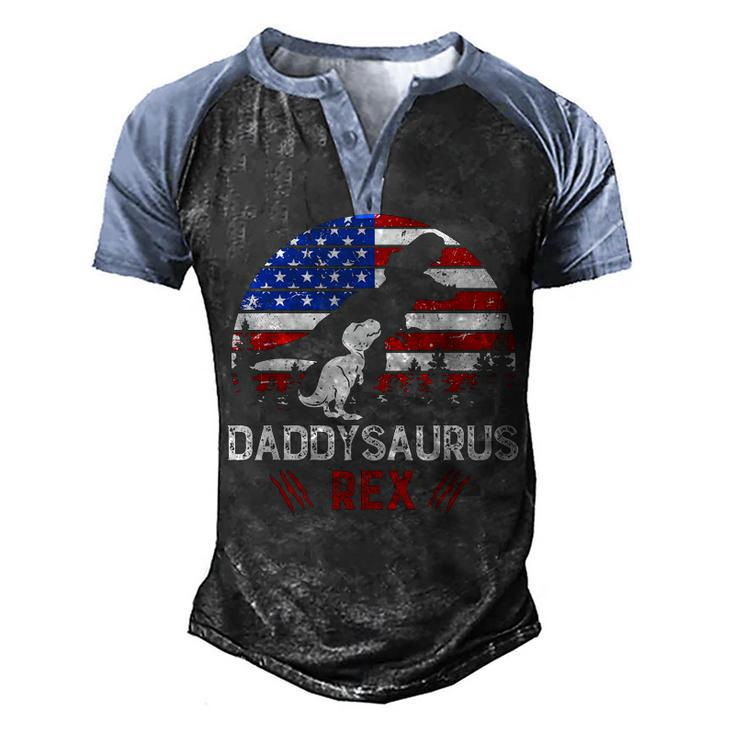 Dadasaurus Rex 4Th Of July Gifts Dinosaur Dad Us Flag T-Shir Men's Henley Shirt Raglan Sleeve 3D Print T-shirt