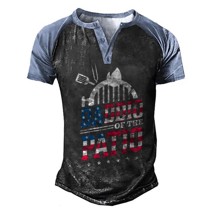 Daddio Of The Patio Usa Flag Patriotic Bbq Dad 4Th Of July  Men's Henley Shirt Raglan Sleeve 3D Print T-shirt