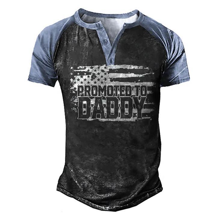 Daddy Dad American Flag 4Th Of July Pregnancy Announcement   Men's Henley Shirt Raglan Sleeve 3D Print T-shirt