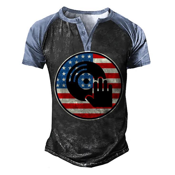 Dj Player Dad Disc Jockey Us Flag 4Th Of July Mens Gift V2 Men's Henley Shirt Raglan Sleeve 3D Print T-shirt