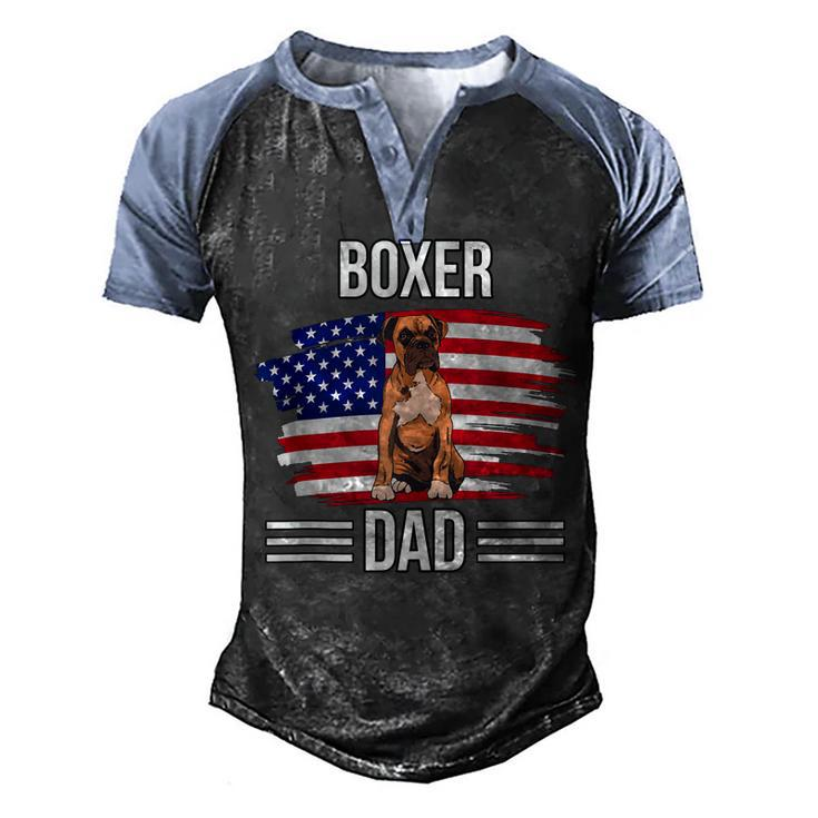 Dog Owner Us Flag 4Th Of July Fathers Day Boxer Dad  Men's Henley Shirt Raglan Sleeve 3D Print T-shirt