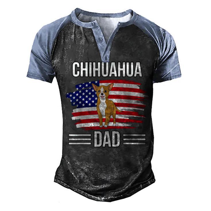 Dog Owner Us Flag 4Th Of July Fathers Day Chihuahua Dad  Men's Henley Shirt Raglan Sleeve 3D Print T-shirt