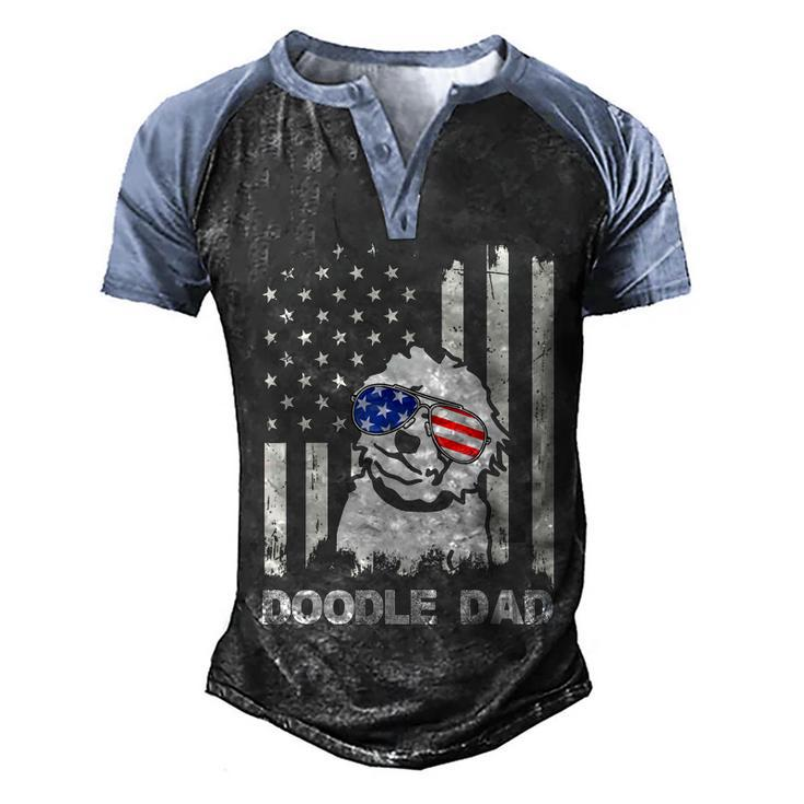 Doodle Dad 4Th Of July Us Flag Dog Dad Patriotic  Gift Men's Henley Shirt Raglan Sleeve 3D Print T-shirt