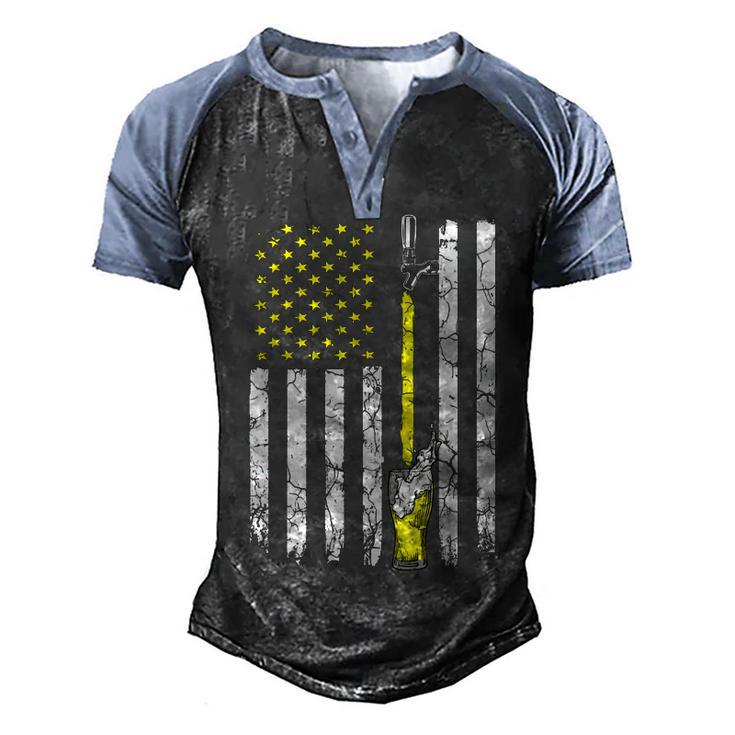 Drinking Beer American Flag 4Th Of July Drinker Patriotic  Men's Henley Shirt Raglan Sleeve 3D Print T-shirt