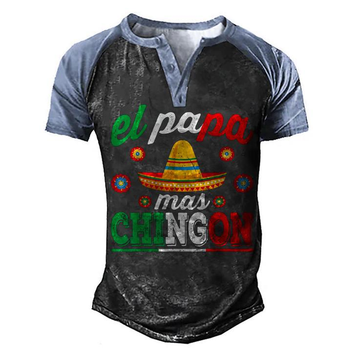 El Papa Mas Chingon Funny Mexican Dad Husband Regalo Flag  V3 Men's Henley Shirt Raglan Sleeve 3D Print T-shirt